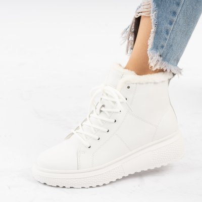 Ghete Piele Naturala Levana White