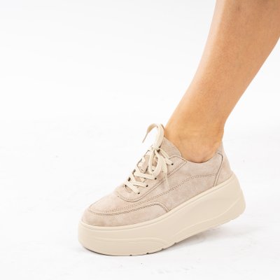 Pantofi Sport Piele Naturala Azina Beige