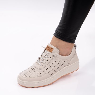 Pantofi Piele Naturala Azenya Beige