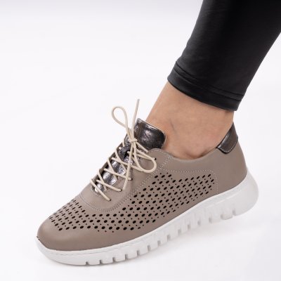 Pantofi Piele Naturala Nalira Greige