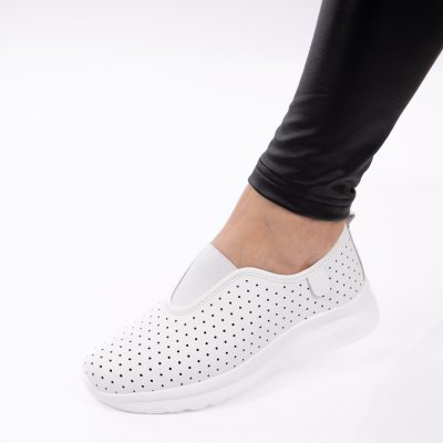 Pantofi Piele Naturala Velora White