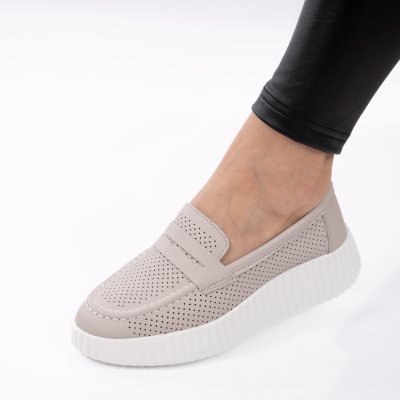 Pantofi Piele Naturala Zafira Greige