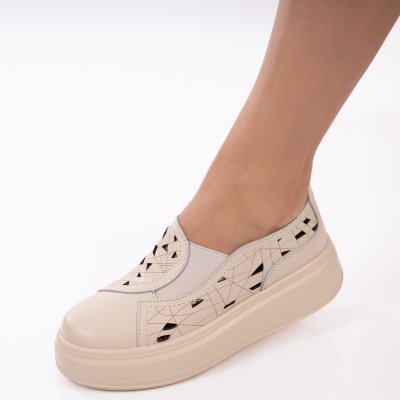 Pantofi Piele Naturala Norcia Beige