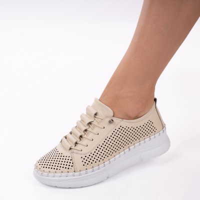 Pantofi Piele Naturala Cesina Beige
