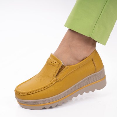 Pantofi Piele Naturala Galego Yellow