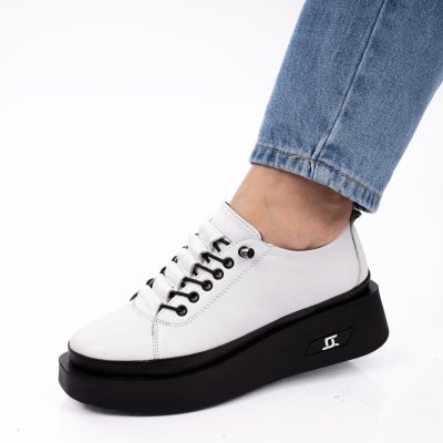 Pantofi Sport Piele Naturala Garida White