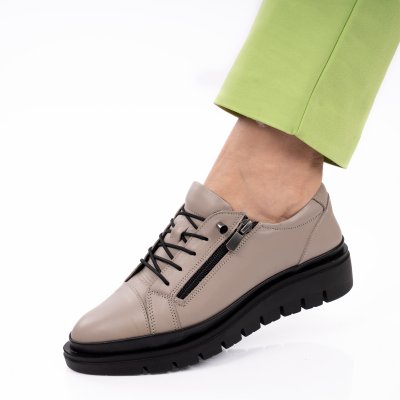 Pantofi Piele Naturala Zivara Greige
