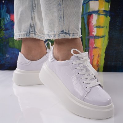 Pantofi Sport Piele Naturala Elsin White