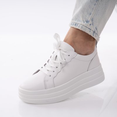 Pantofi Sport Piele Naturala Solene White
