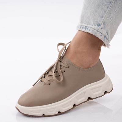 Pantofi Sport Piele Naturala Nahara Khaki