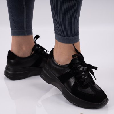 Pantofi Sport Piele Naturala Zafora Black