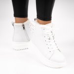 Ghete Piele Naturala Moana White