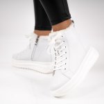 Ghete Piele Naturala Moana White