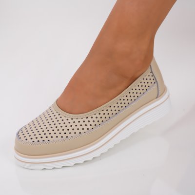 Pantofi Piele Naturala Lorelai Beige
