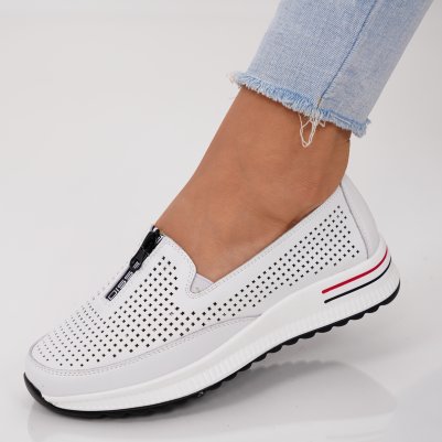Pantofi Piele Naturala Siran White