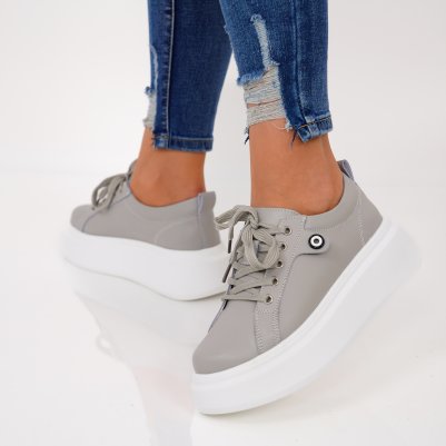 Pantofi Sport Piele Naturala Eleta Grey
