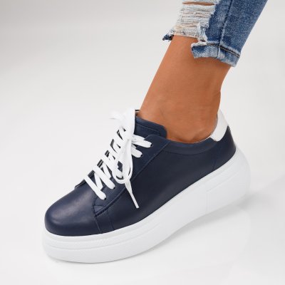 Pantofi Sport Piele Naturala Pedola Blue White