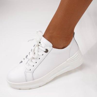 Pantofi Sport Piele Naturala Seremis White