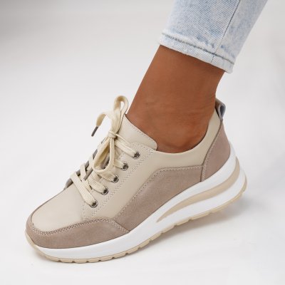 Pantofi Sport Piele Naturala Ashlon Beige