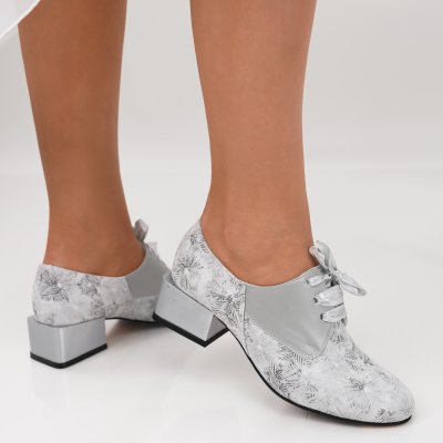 Pantofi Cu Toc Piele Naturala Vivane Grey