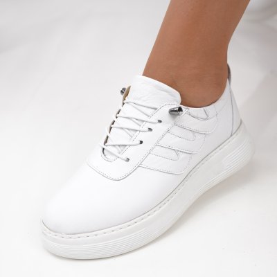 Pantofi Piele Naturala Delgada White
