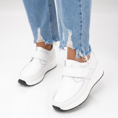 Pantofi Cu Platforma Piele Naturala Denpasa White