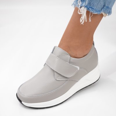 Pantofi Cu Platforma Piele Naturala Denpasa Grey