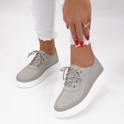 Pantofi Piele Naturala Zandra Grey