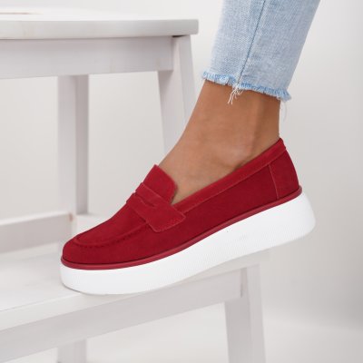Pantofi Piele Naturala Lario Red