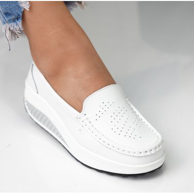 Pantofi Piele Naturala Relly White 