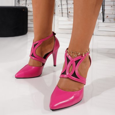 Pantofi Cu Toc Piele Naturala Belmera Pink
