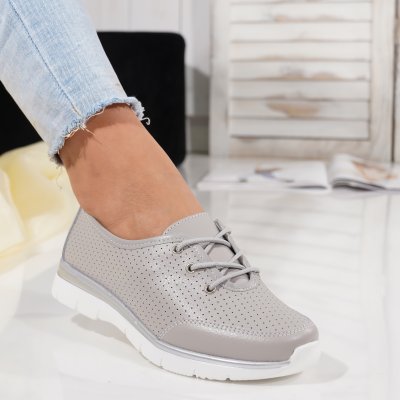 Pantofi Piele Naturala Gumul Grey