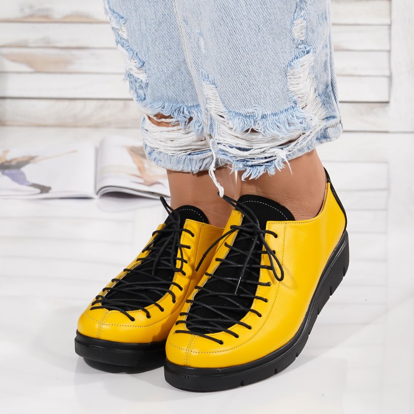 Pantofi Piele Naturala Erini Yellow