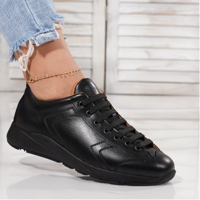 Pantofi Sport Piele Naturala Damon Black