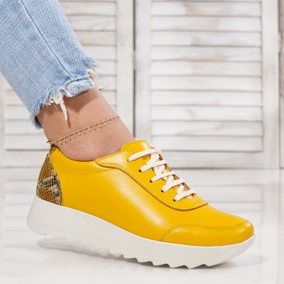 Pantofi Sport Piele Naturala Gauja Yellow