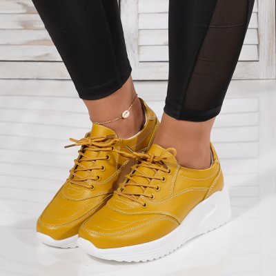 Pantofi Sport Piele Naturala Indila Yellow