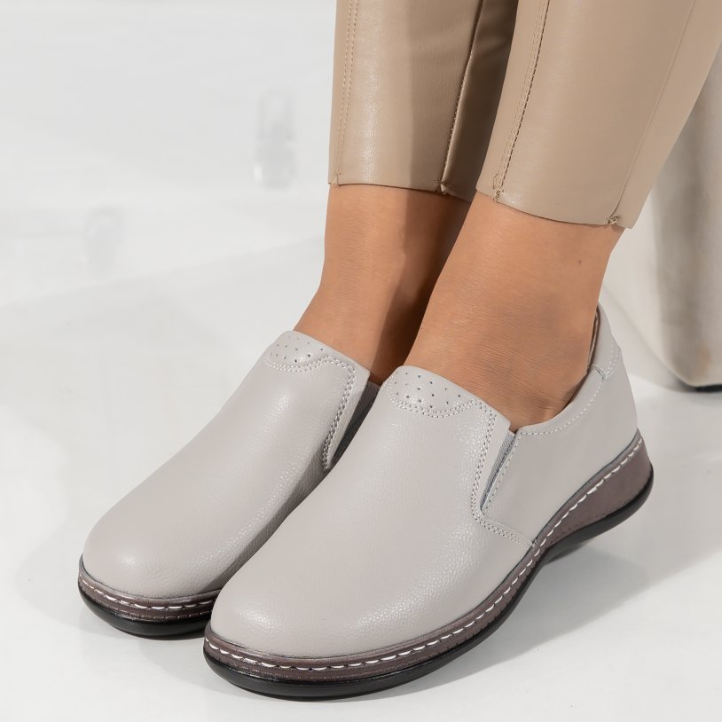 Pantofi Piele Naturala Coruna Grey