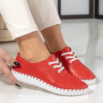 Pantofi Piele Naturala Nihan2 Red