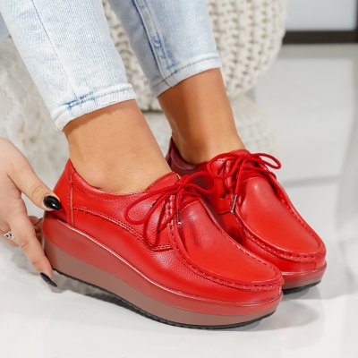 Pantofi Piele Naturala Sole2 Red