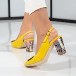 Pantofi Cu Toc Piele Naturala Zahin Yellow
